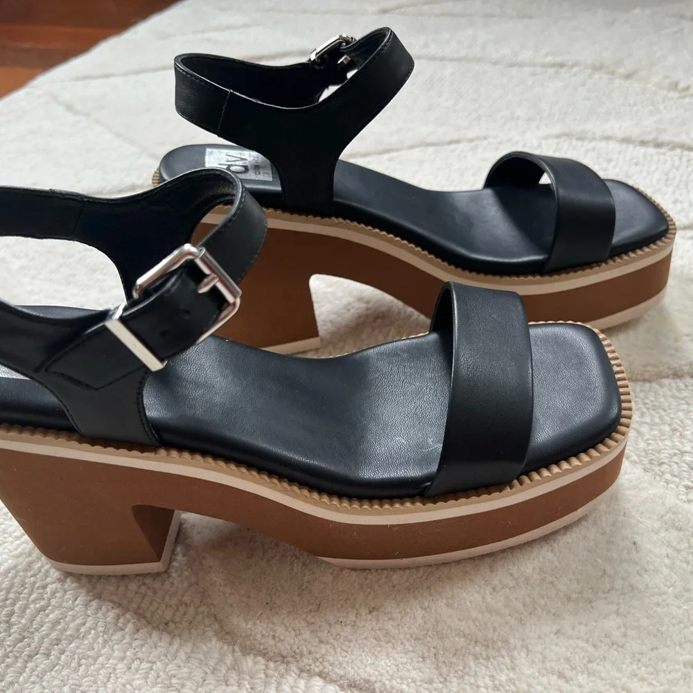 Dolce Vita Nelson Black and Brown Platform Sandals - Picture 6 of 11